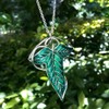 Bahamut Elegant Elven Green Tree Leaf Enamel Pins Brooch for