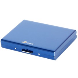 BONSYL® Stainless Steel Credit Card Holder Wallet, RFID Blocking Slim Metal Credit Cards Case Holds 8 Cards or Money for Ladies and Men. (8 Slots-Blue)