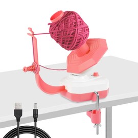 Electric Wool Roller, 10 oz Capacity Yarn Winder, Electric, Hands-Free Automatic Ball Winder with Continuously Adjustable for Crochet, Knitting, Sewing, Pink