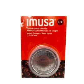 Imusa USA SP-394 Replacement Gasket and Filter For Aluminum Stovetop Espresso Coffee Makers, 1, 3, 6 Cup