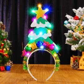 Banatra - Diadema de Navidad con luces LED, diseño de árbol de Chritsmas brillantes y brillantes, accesorios para el cabello para mujeres