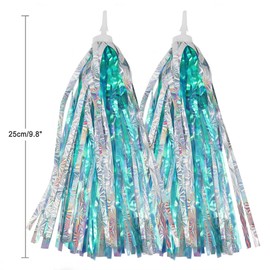 PLATT Kid's Bicycle Handlebar Streamers Colorful Ribbons Tassel for Girls Boys Bicycle Handlebar Scooter Handgrip (1Pair) (Blue B)