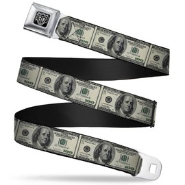 Buckle-Down Seatbelt Belt - 100 Dollar Bills - 1.5" Wide - 24-38 Inches in Length