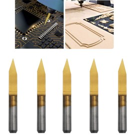 CESFONJER 5 Pcs Carbide PCB Engraving Bits, Titanium Coat Engraving Bits, 3.175mm Engraving CNC Bit Router Carving Tool 30° Tip 0.1mm