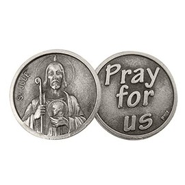 WJH Silver Tone Saint Jude Pocket Prayer Token Medal, 1 1/8 Inch