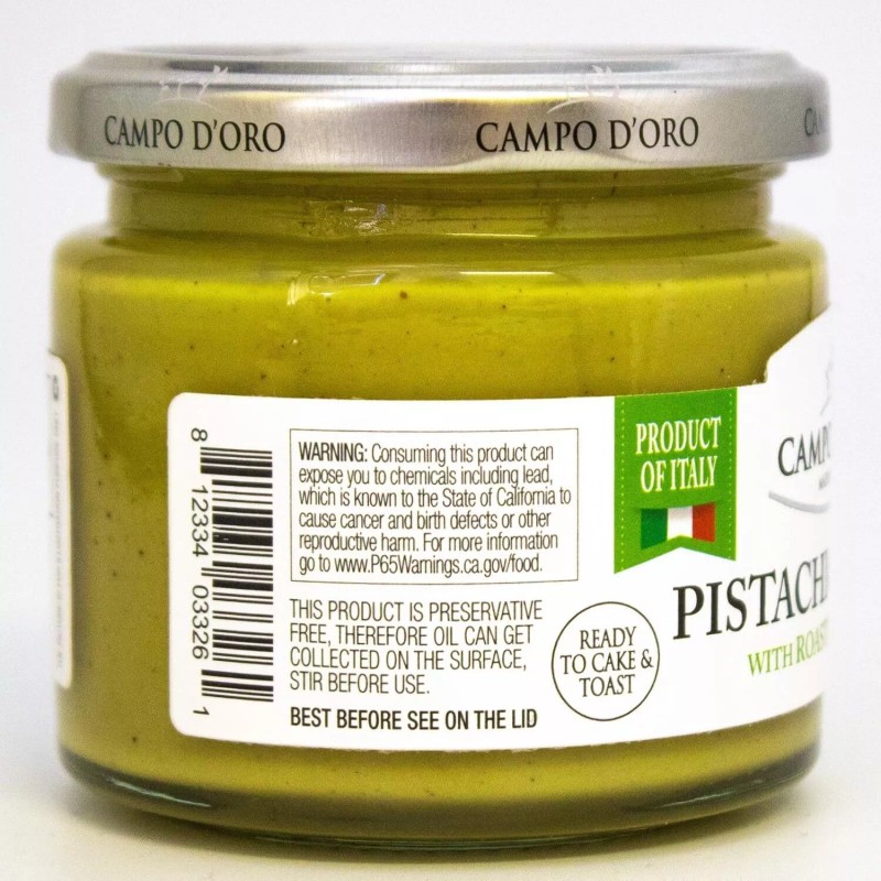 CAMPO D'ORO Green Food Pistachio Cream Sweet Spread 6.35 Ounce