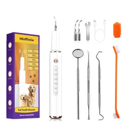 Minffimiw Dog Plaque and Tartar Remover - Dog Teeth Cleaning Kit - Electric Plaque Remover for Teeth with Led Light, 5 Modes, Low Noise Tooth Cleaning - Dental Stains Scraper Cleaner Pet Care Tool