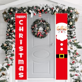 SHUNMAN Christmas Porch Sign,Merry Christmas Decoration Banner,Christmas Holiday Home Outdoor Porch Sign for Indoor Outdoor Wall Christmas Decoration