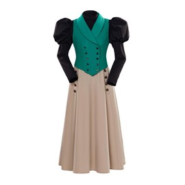 ZIUFVML Victorian Edwardian Dress Medieval Renaissance Ball Gown Costume Women Edwardian Dress Suit XXL