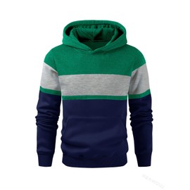 Haloumoning Boys Color Block Pullover Hoodies Kids Fashion Hooded Sweatshirts with Kangaroo Pockets Navy Blue