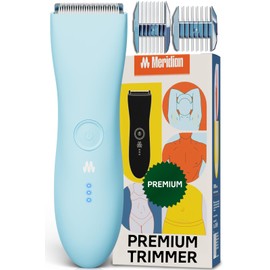MERIDIAN The Trimmer Premium - Body Hair Trimmer & Electric Shaver for Men and Women for Pubic Hair, Chest, Legs & Bikini Line, Waterproof & Rechargeable, Sky
