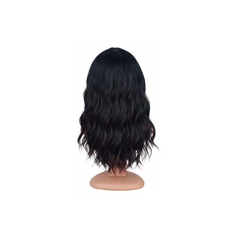 Symeiw Peluca Mezcla De Negro Marrón Ondulado 40cm Symeiw