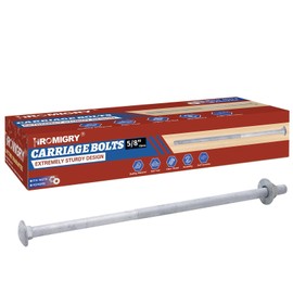 HROMIGRY 5/8" x 16" Carriage Bolts (12 PCS), Hot Dip Galvanized, Heavy Duty Round Head with Washers and Nuts