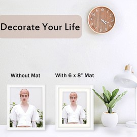 White 8x10 Picture Frames Set of 2 Display Pictures 6x8 with Mat or 8x10 without Mat for Wall and Tabletop Photo Frame