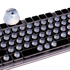 Raised Keyboard Stickers for Long Nails, Bling Keyboard Bubbles for Women with Letters, Soft Silicone Nail Art Typing Keycaps for Desktops (Clear, 64 Pcs)