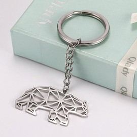 VASSAGO Stainless Steel Hollow Out Animal Keychain Backpack Car Purse Keys Accessories Purse Charm Key Ring for Men and Women (bear keychain, silver)