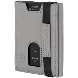 VON HEESEN Slim Wallet with RFID Protection - Card Case for Men and Women - Mini Leather Wallet - Small Wallet - Wallet, gray, Without coin compartment