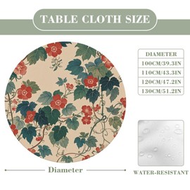 LFDSPYJE Round Tablecloth Vine Table Cloth Round Fitted Tablecloth Waterproof Elastic Fitted Table Covers Reusable Table Protector for Dinner Outdoor Picnic Patio 47.2 Inch