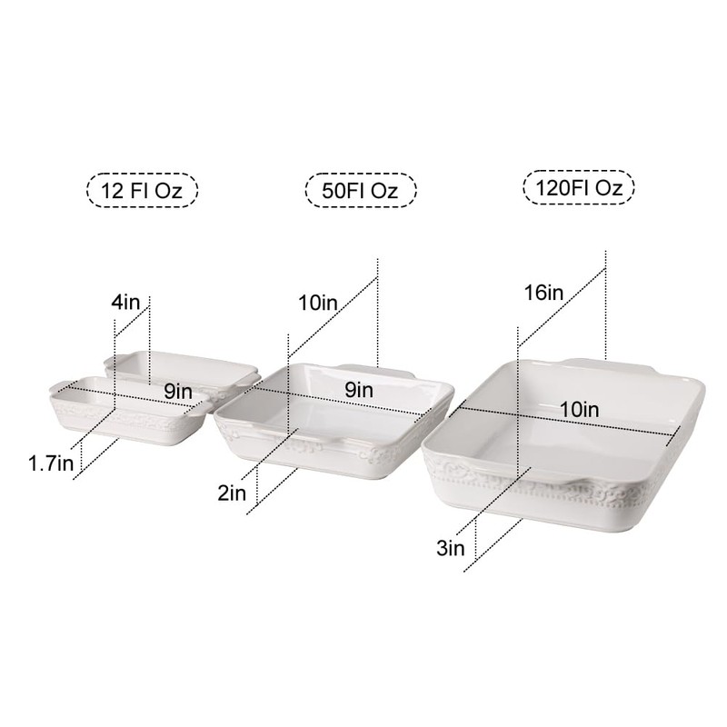 Sweejar Ceramic Bakeware Set of 4, Casserole Dishes for Oven,
