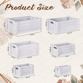 AceOrbit 6 Pcs Decorative Wood Crates for Storage Display 6 Size Rustic Nesting Crates with Handle Farmhouse Wooden Container Boxes for Wedding Bride Shower Party Market Farmers Decor(Vinage White)