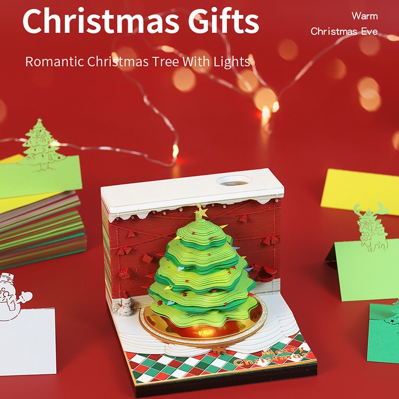 Christmas Tree 3D Memo Pad Innovative Paper Carving Art 3D