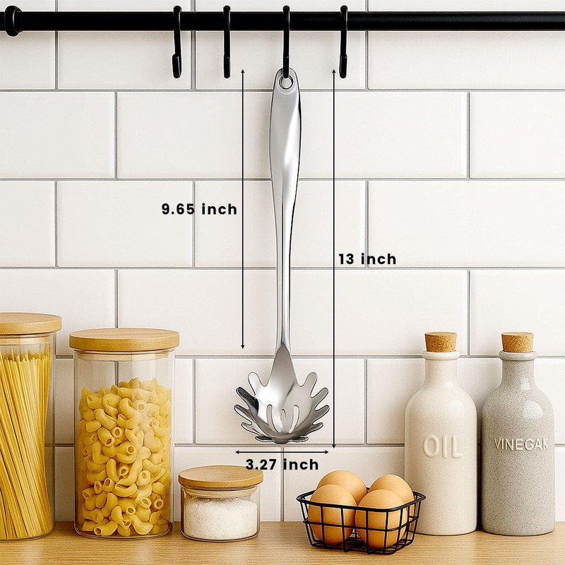 HANSGO Stainless Steel Pasta Server, 13 Inch Spaghetti Fork with