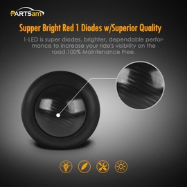 Partsam 10X 3/4" Round Red LED Marker Lights Side Marker Clearance Indicators Bullet Light for Trailer Truck Car Bus Van Pickup RV Camper UTV ATV, Smoked Lens,12V