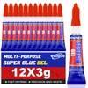 12 x 3g Super Glue Gel, Quick Dry, Thick Formula,