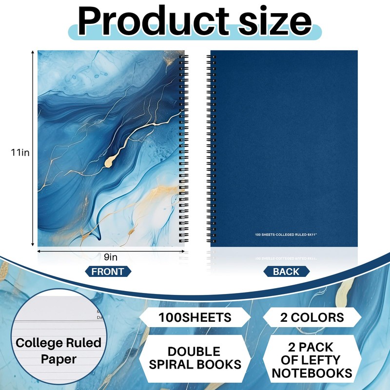 Jutom 2 Pads Jumbo Left Handed Notebook 11" x 8.5"