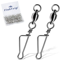 FishTrip Fishing Italian Snap Swivels, 25/50pcs Ball Bearing Swivels with Stainless Steel Coastlock Italian Snap, Quick Change Fishing Clips Swivel for Saltwater Freshwater