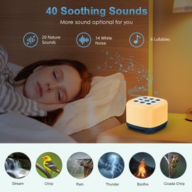 AMIR Noise Sound Machines, 40 Soothing Sounds and Sleep White Noise Machine with Baby Night Light for Sleeping, Adjustable Brightness, Memory Function for Baby Adults, Home, Office, Travel - Blue
