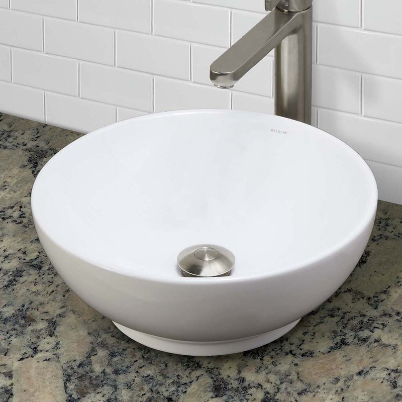 DECOLAV 1441-CWH Aila Classically Redefined Above-Counter Vitreous China Bathroom Sink,