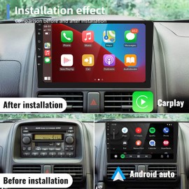 Android Car Stereo Radio with Wireless Apple Car Play Android Auto for Honda CRV 2002 2003 2004 2005 2006 podofo 9'' Touch Screen Bluetooth Car Radio with GPS Navi WiFi HiFi FM/RDS Backup Camera