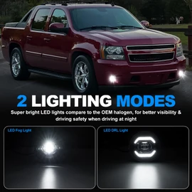 SHINEFIT LED Fog Lights wiht DRL Replacement for 07-14 Suburban Tahoe Yukon Avalanche / 10-13 Camaro / 15-19 Colorado / 15-17 Silverado 2-IN-1 Fog Lights Daytime Running Lights, 2 Pack