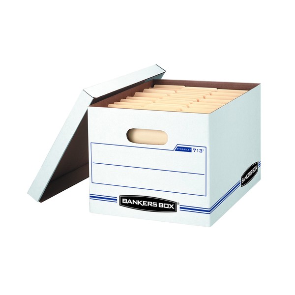 Bankers Box STOR/File Storage Boxes, Standard Set-Up, Lift-Off Lid, Letter/Legal, Case of 12 (0071301) , white