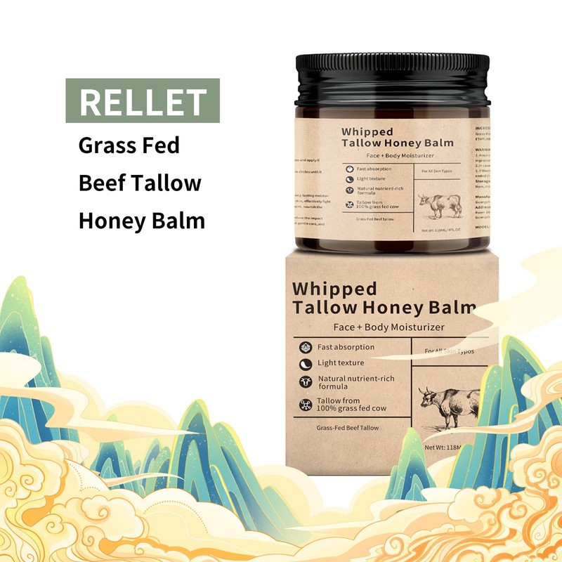 2PCS Beef Tallow Moisturiser,Beef Tallow and Honey Balm for Skin