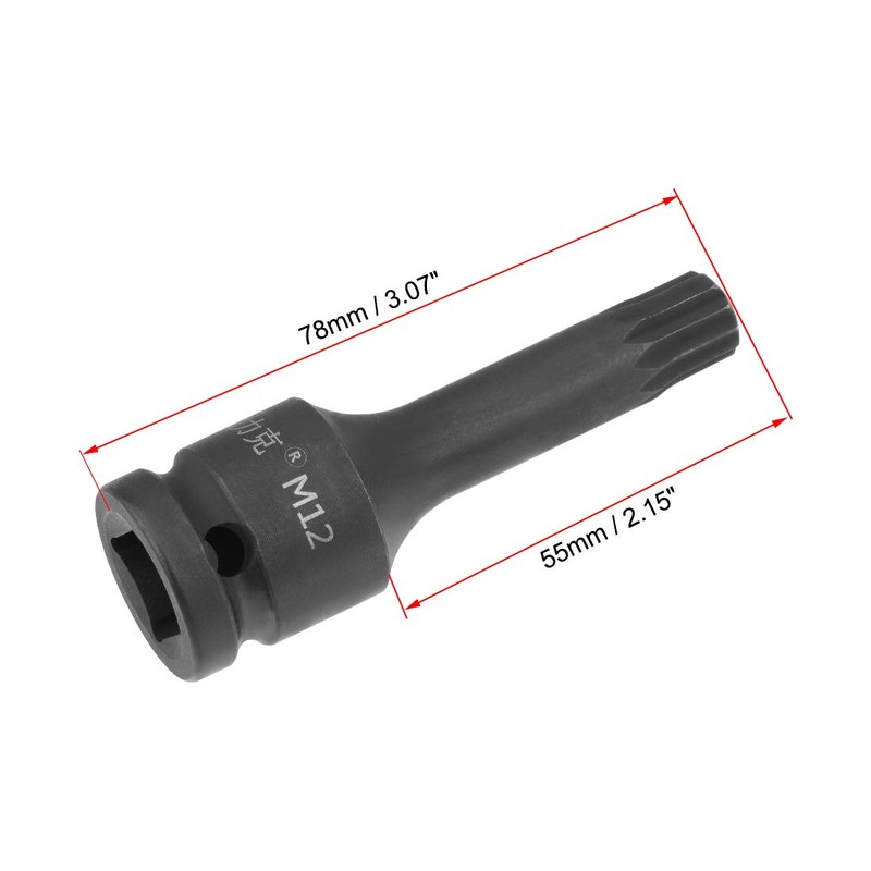 uxcell 1/2" Drive x M12 (12mm) Impact Triple Square Spline