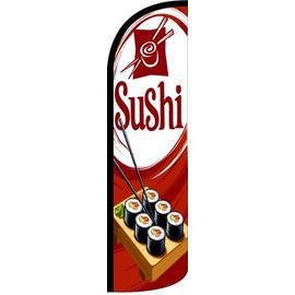 Sushi Windless Stay-Open Swooper Feather Flag Banner Kit: 16' Heavy Duty Pole Set, Powder Coated Safety Orange Metal Stake