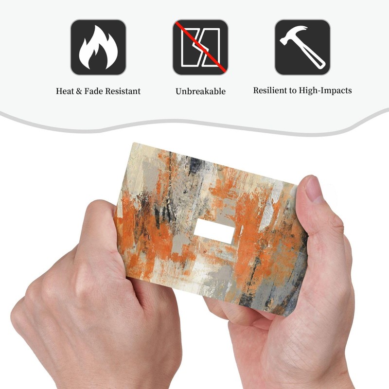 Teal Orange Abstract Modern Painting Single Toggle Light Switch Covers