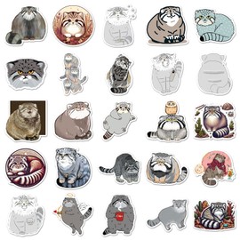 50 Packs Pallas's Cat Stickers Water Bottles Laptop Phone Motorcycle Computer Guitar Skateboard Hydroflasks Pallas's Cat Vinyl Sticker Waterproof Aesthetic Trendy Decals for Teens Girls Adults