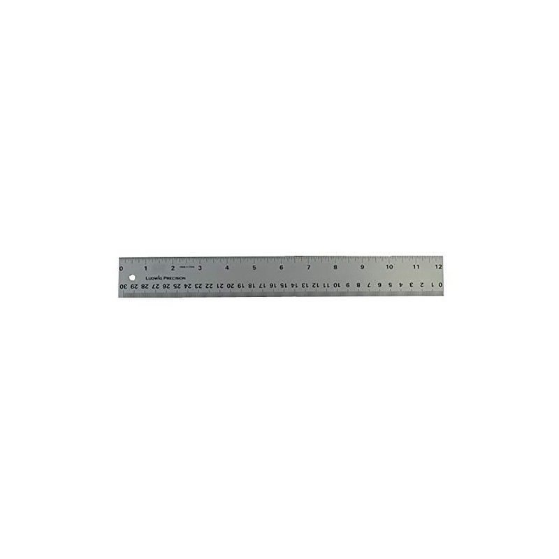 Ludwig Precision Non-Slip Backed Aluminum Straight Edge Ruler, 12-INCH, Silver