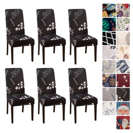 FUANGUI Dining Room Chair Covers Slipcovers Set of 6, Stretch Kitchen Chair Covers Washable Spandex Parsons Chair Slipcover, Removable Dining Seat Protector for Home or Party
