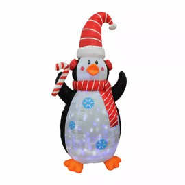 N/A 7 Foot Penguin Christmas Inflatable with Light Effects - LED Lighted Yard Displa
