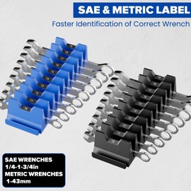 40PCS Modular Wrench Organizer - Wrench Tool Organizers for Tool Drawer Storage, Wrench Storage Set with Metric & SAE Label, Wrenches Rack Tool Gift for Professional Mechanics Men, Black & Blue