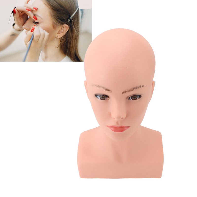 Female Bald Mannequin Head with Shoulder PVC Professional Cosmetology Face