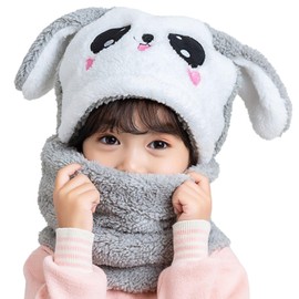 AYPOW Children's Winter Thermal Fleece Hat Balaclava for 1-8 Years, Novelty Animal Hat Multifunctional Windproof Warm Winter Hat Scarf Hat Hood Neck Warmer for Boys Girls Toddlers Outdoor, Rabbit