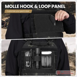 MOLLE Patch Panel Mounting Placard Platform, Hook & Loop Panel - DIY Morale Patch Board for Tactical Vests & Backpacks（Black,2Pack）