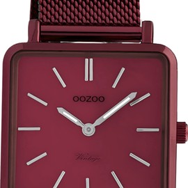 Oozoo Vintage Women's Watch Square with Milanese Strap 29 x 29 mm, red, Bracelet