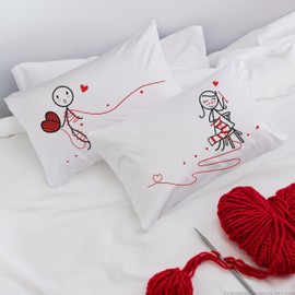 BoldLoft Love Ties Us Together Couple Pillowcases-His and Hers Couples Gifts for Birthday, Anniversary,Valentines Day-Knitting Gifts for Knitters-for Her Gifts Girlfriend Wife