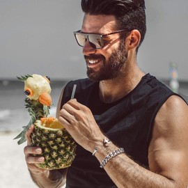 U7 Mens Bracelets Silver Solid Cuban Link Bracelet For Boys